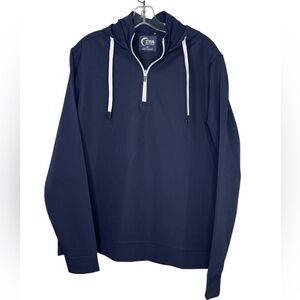 ZYIA Active Mens Medium Sky Tech 1/4 Zip Pullover Hoodie Long Sleeve Navy